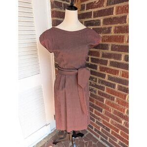Vtg 1960s Henry Rosenfeld Striped Midi Dress w/ Reversible Belt-Small